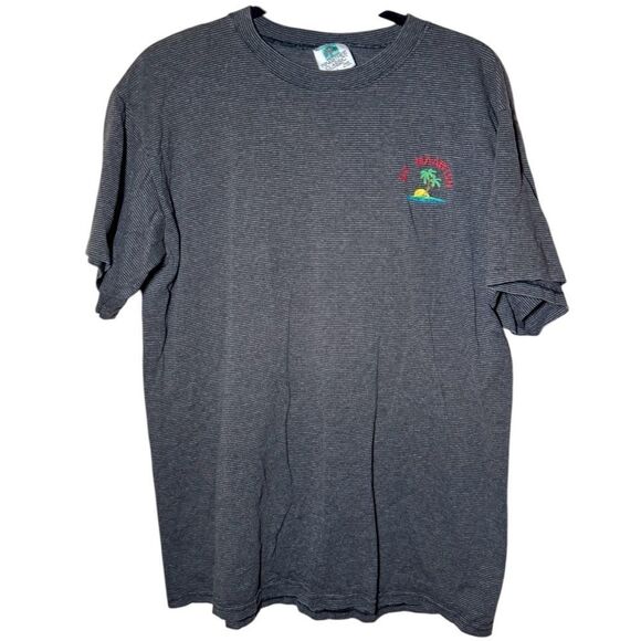 VTG 80s St Maarten Island Kingstree Classic Black Striped Tshirt Men’s Large - Picture 1 of 4
